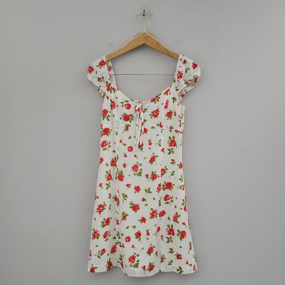 Zara Floral Mini Romantic Shift Summer Dress With Slit Sz XS